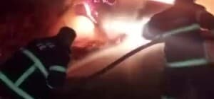 Amasya’da takla atan otomobil alev alev yandı, sürücü son anda kurtuldu