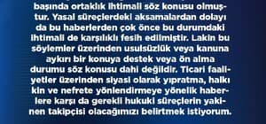 Başkan Okandan: "Bahsi geçen işletmeyle alakalı hiç bir zaman resmi bir ortaklığım olmamıştır"