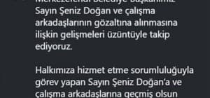 Başkan Tatık; "Göz altılara ilişkin gelişmeleri üzüntüyle takip ediyoruz"