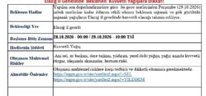 Meteorolojiden Elazığ için kuvvetli yağış uyarısı